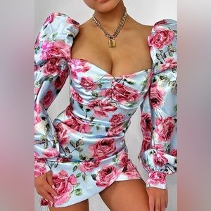 Floral satin mini dress
